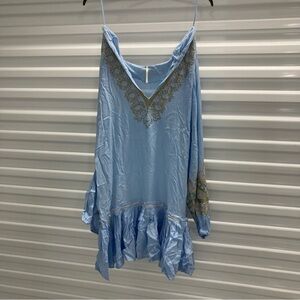 Free People Light Blue Textured Fabric